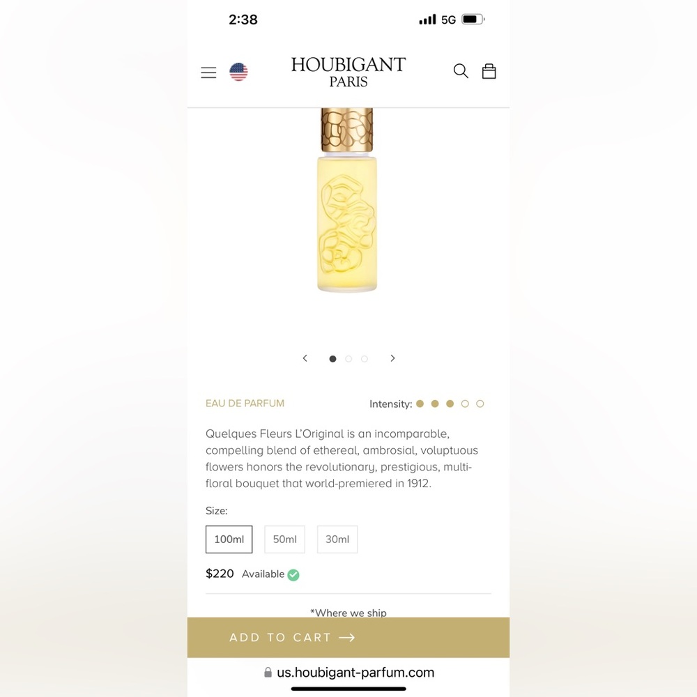 Quelquers Fleurs L’Original parfume 3.4 fl oz